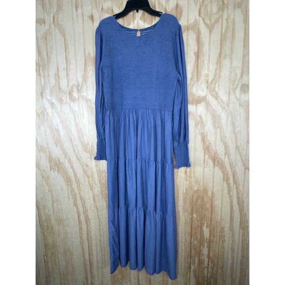 Zesica NWT Tiered Midi Maxi Dress, Size Large, Long Sleeve, Smocked Top, Rayon - Picture 9 of 9